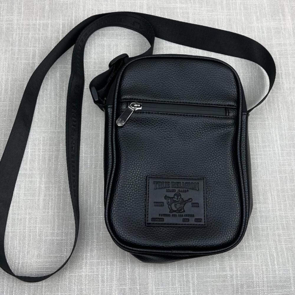 True Religion Black Leather Crossbody Bag‎